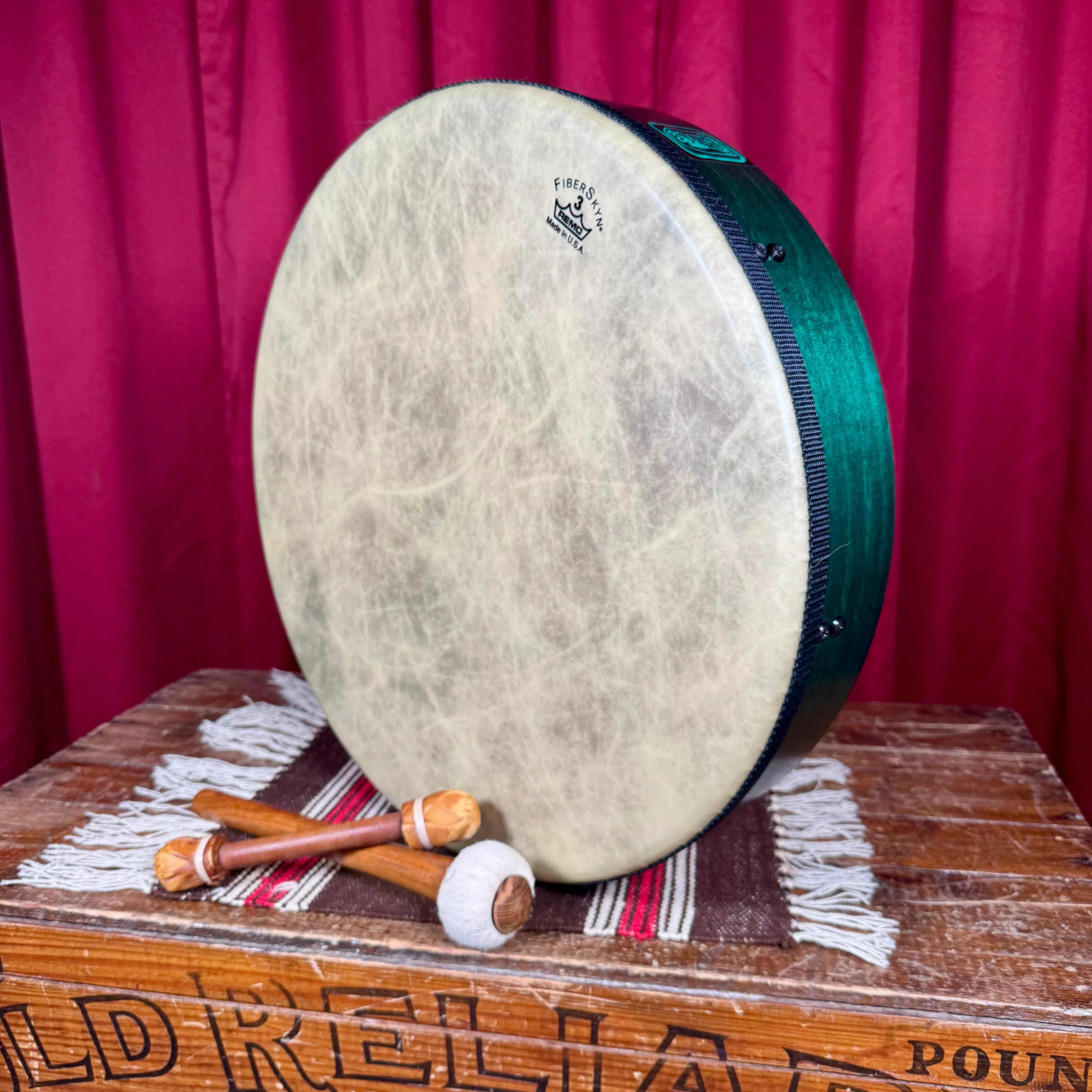 18" Remo Valencia Brian Howard Emerald Green Bodhran w/ Tipper & Mallet
