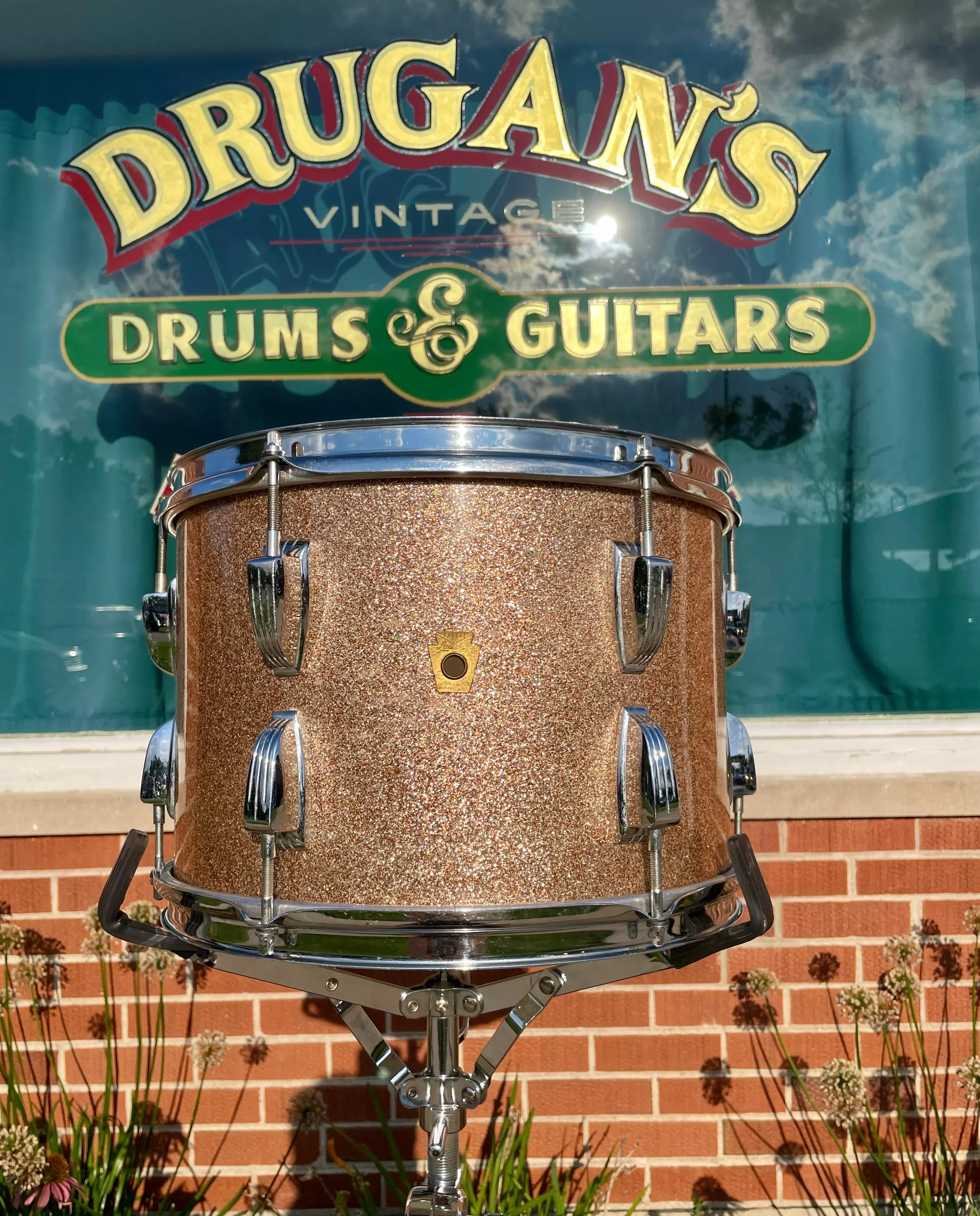 1960s-ludwig-9x13-super-classic-tom-drum-single-champagne-sparkle 1960s Ludwig 9x13 Super Classic Tom Drum Single Champagne Sparkle