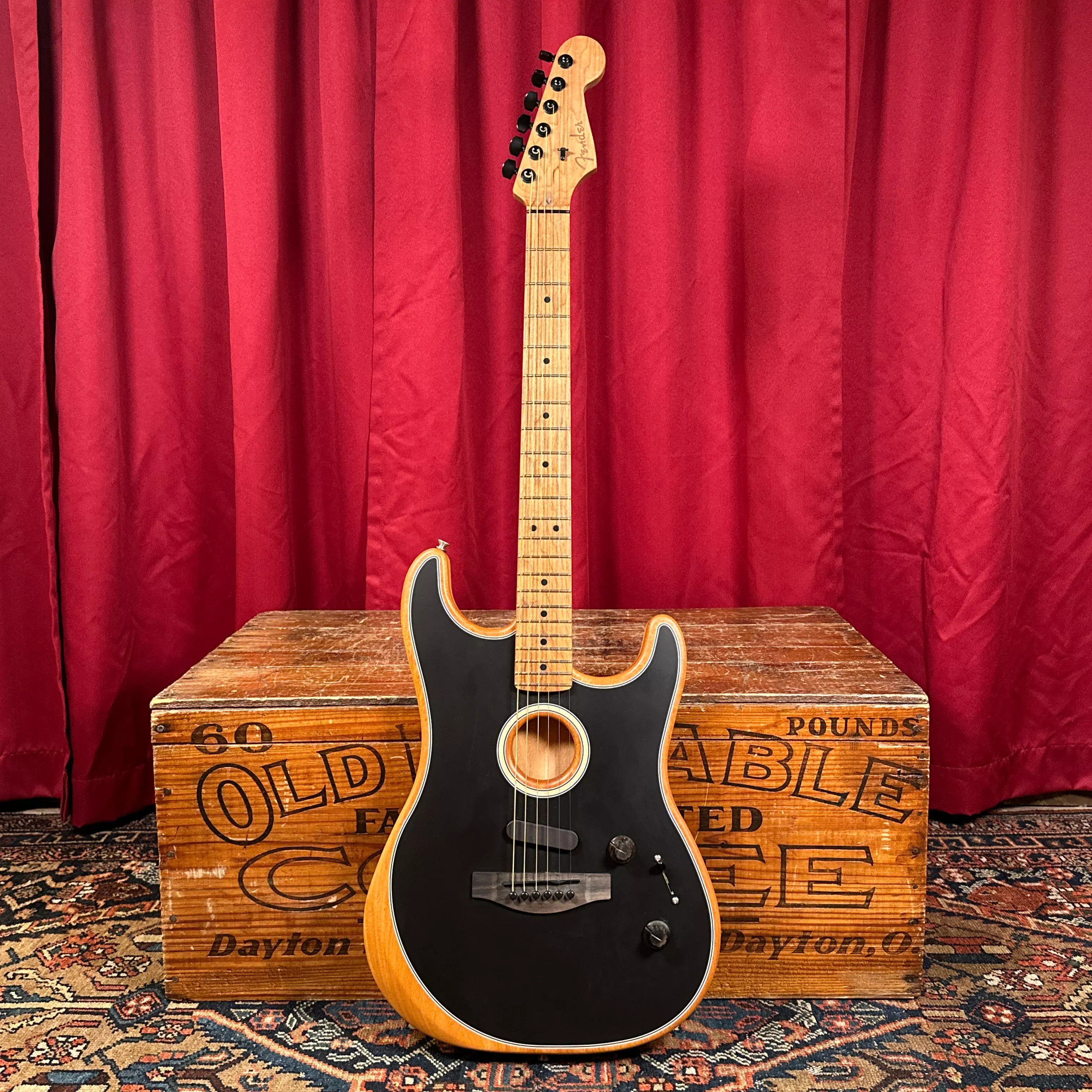 2022 Fender Mod Shop Acoustasonic Stratocaster Black w/ OHSC
