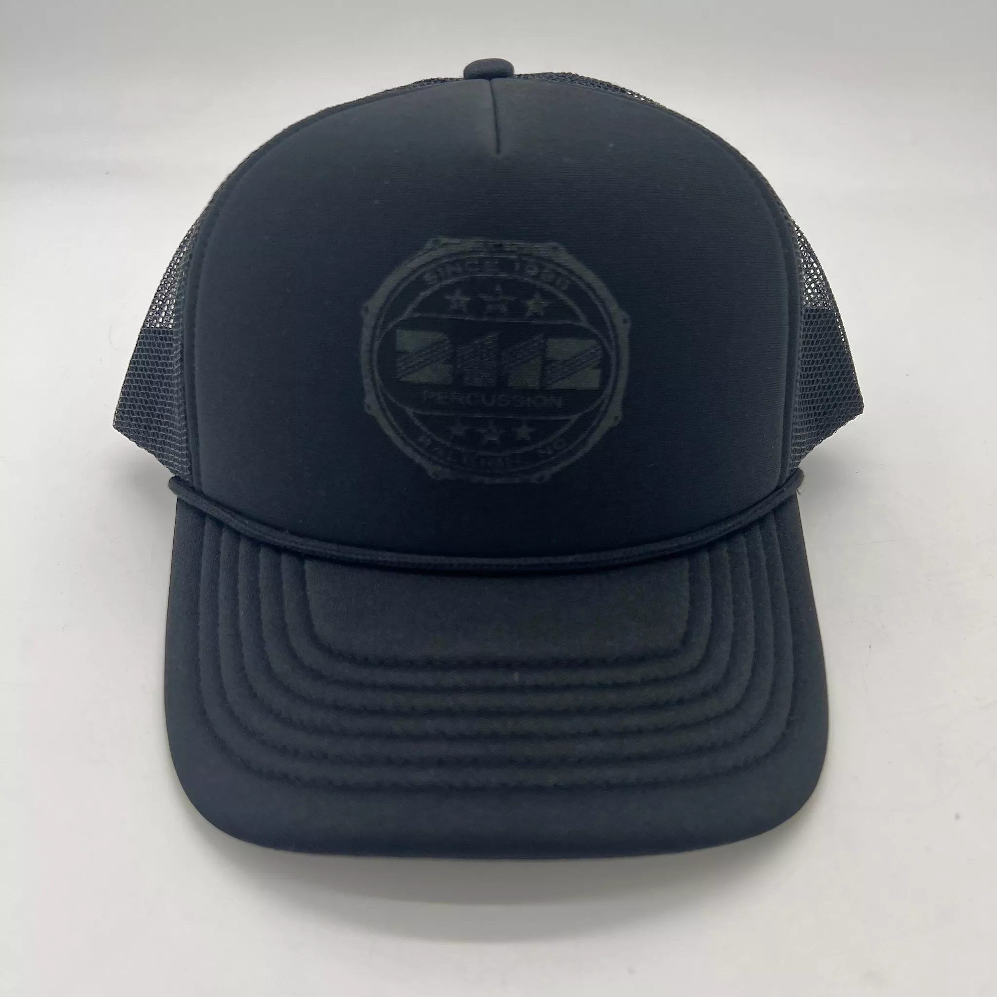 2112 Black on Black Trucker Hat with Hoop Logo