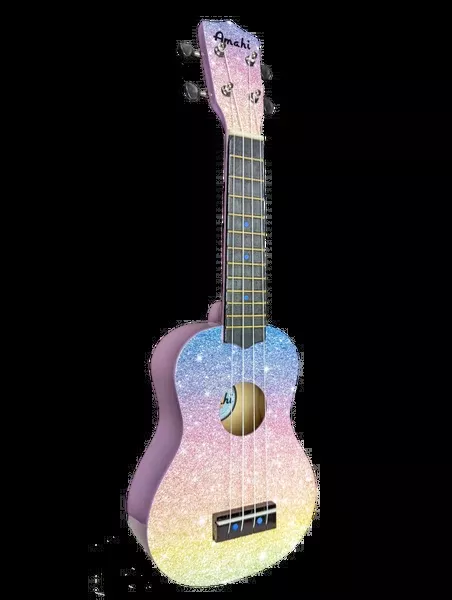 amahidduk25-glitter-rainbow-soprano-ukulele-w-bag AmahiDDUK25 Glitter Rainbow Soprano Ukulele w/ Bag