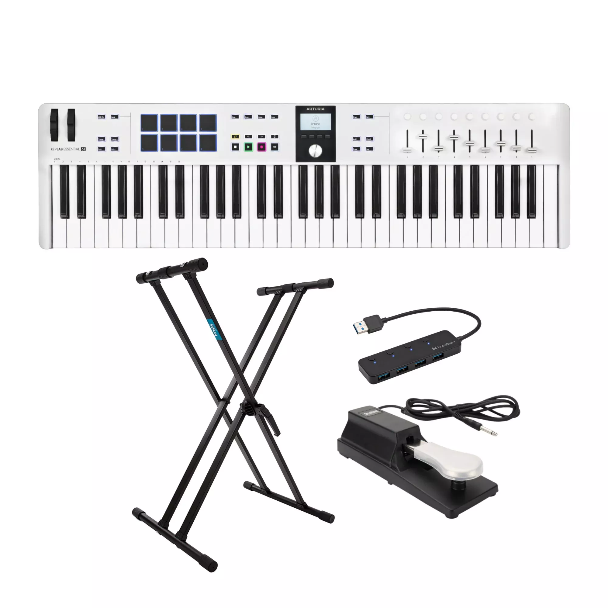 Arturia KeyLab Essential 61 mk3 MIDI Keyboard Controller with Stand Bundle