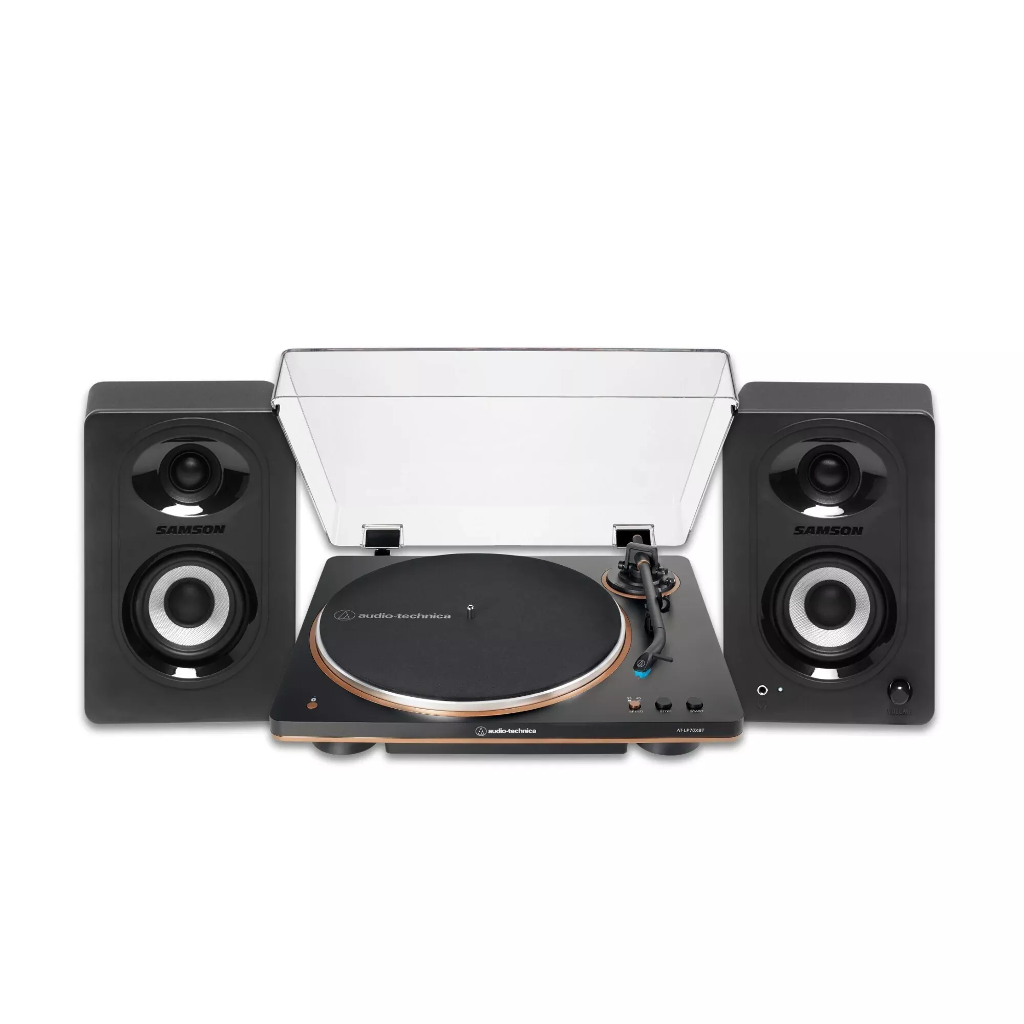 Audio-Technica AT-LP70XBT-BZ Belt-Drive Wireless Turntable (Bronze) with Speaker