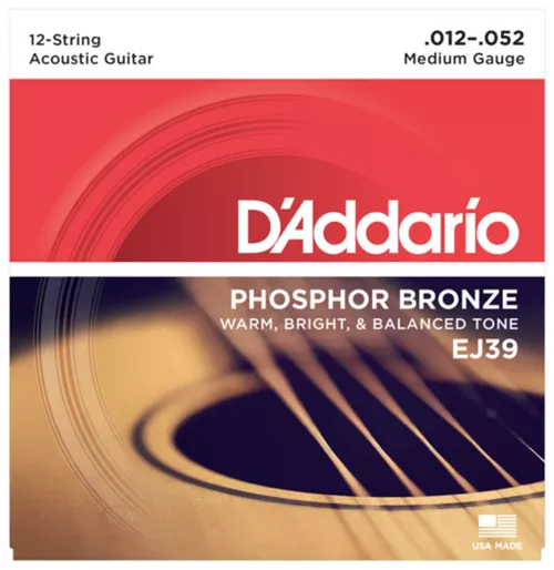 D’ADDARIO 12-STRING ACOUSTIC GUITAR SET, PHOSPHOR BRONZE MEDIUM