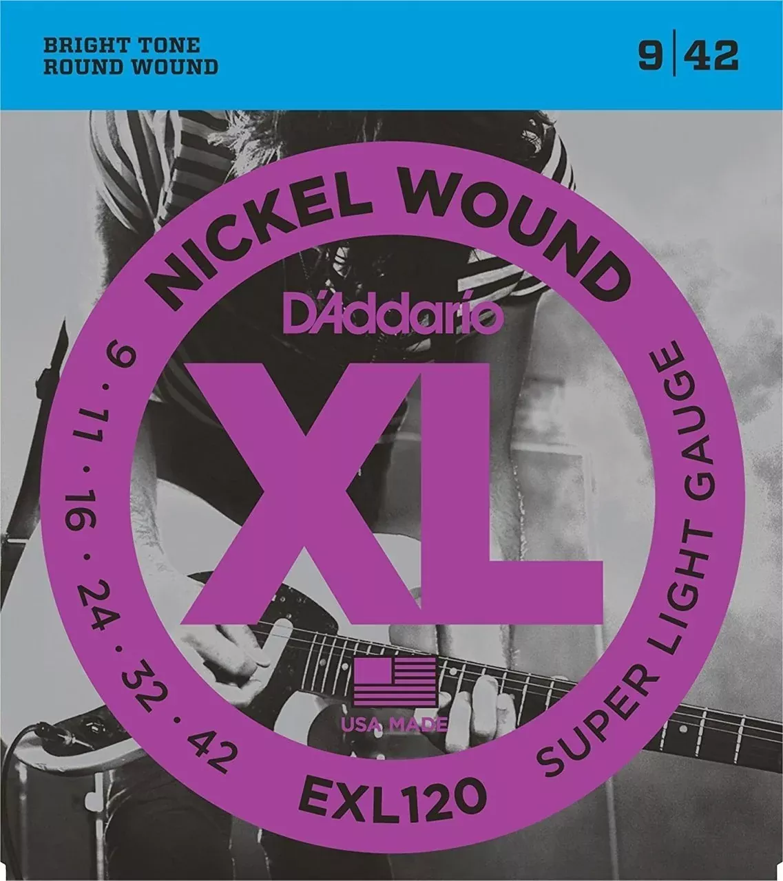 D'Addario EXL120 Super Light Nickel Wound Electric Guitar String Set 9-42