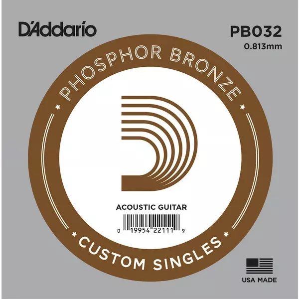d-addario-pb032-032-phosphor-bronze-wound-acoustic-guitar-single-string D'ADDARIO PB032 .032 Phosphor Bronze Wound Acoustic Guitar Single String