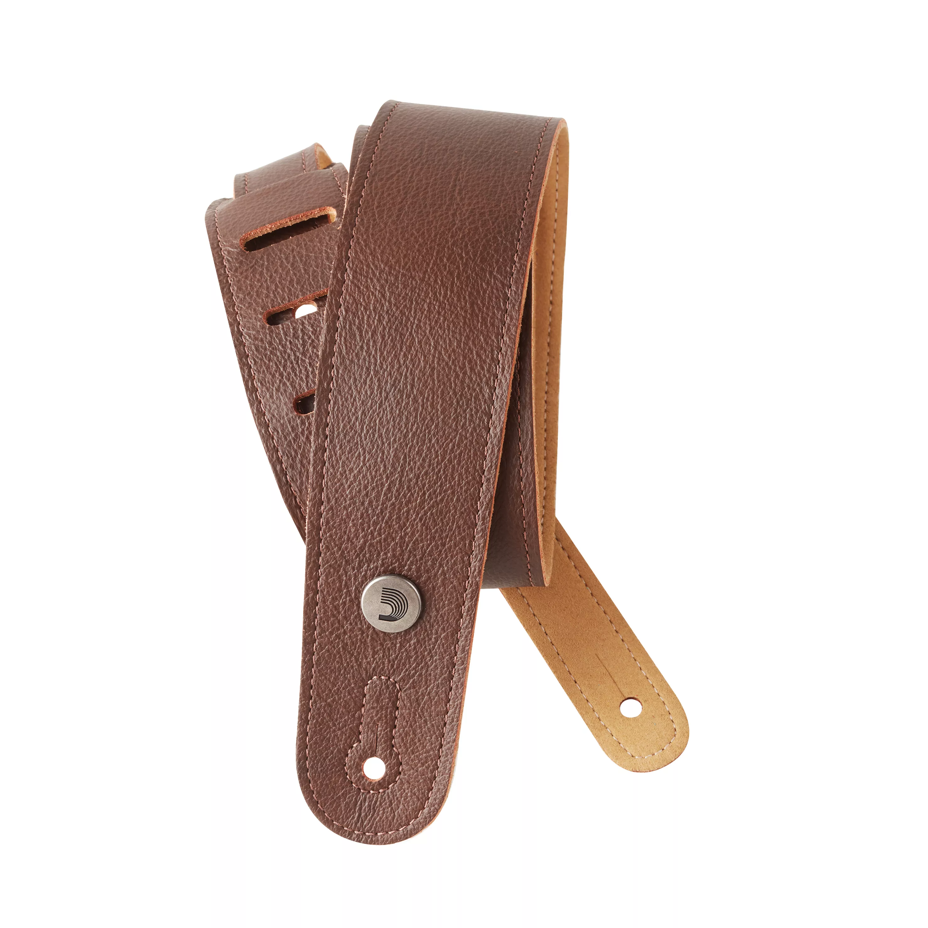 D'Addario Slim Garment Leather Guitar Strap - Brown