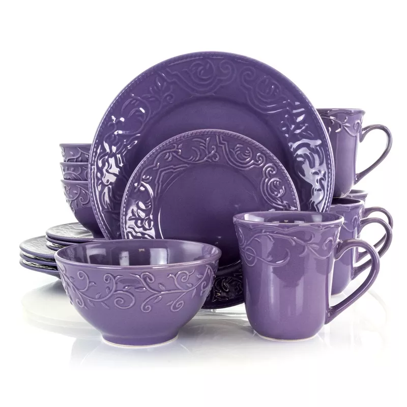 elama-lilac-fields-16-piece-dinnerware-set Elama Lilac Fields 16-Piece Dinnerware Set