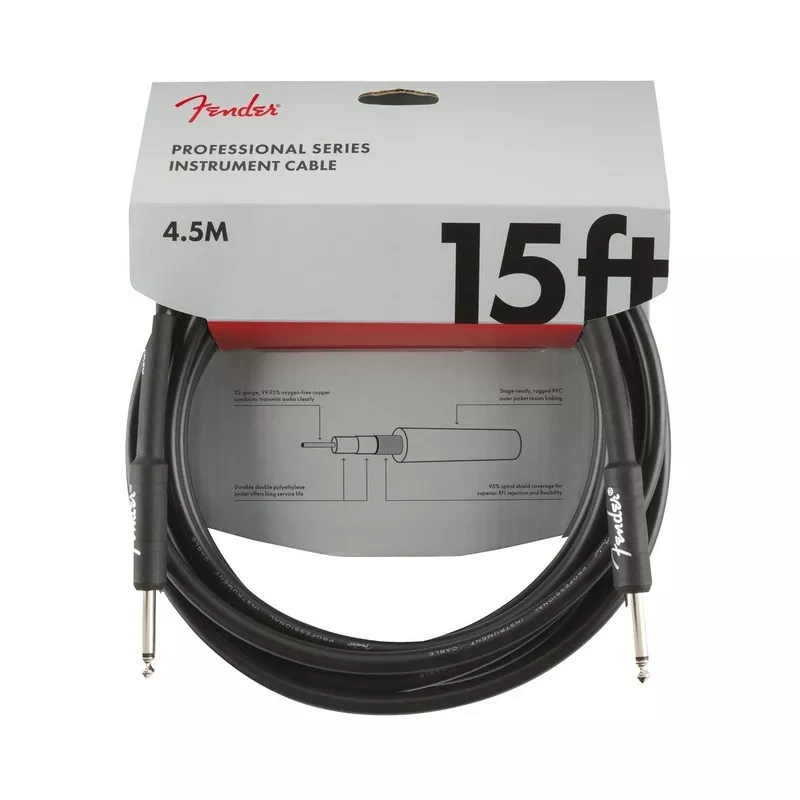 Fender Professional Series 15ft Instrument Cable, Black