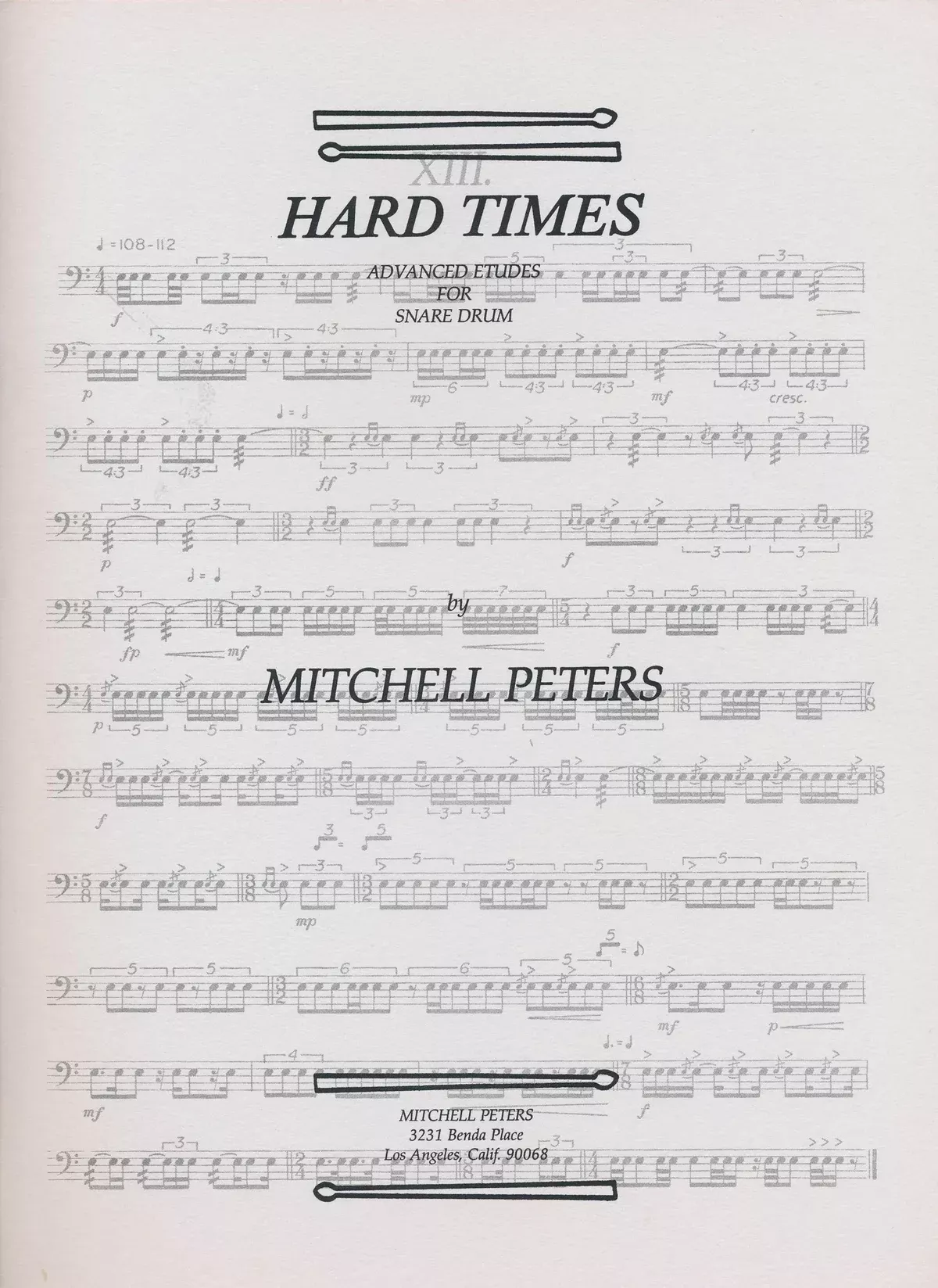 Hard Times for Snare Drum Mitchell Peters
