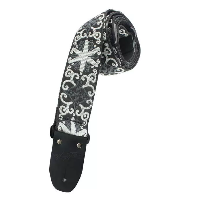 henry-heller-2-woven-jacquard-guitar-strap-black-w-silver-spinner Henry Heller 2" Woven Jacquard Guitar Strap Black w/Silver Spinner