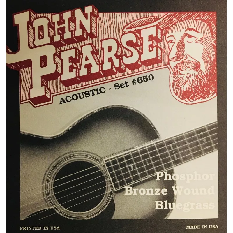 John Pearse 650 Phosphor Bronze Wound Acoustic Guitar String Set, Bluegrass