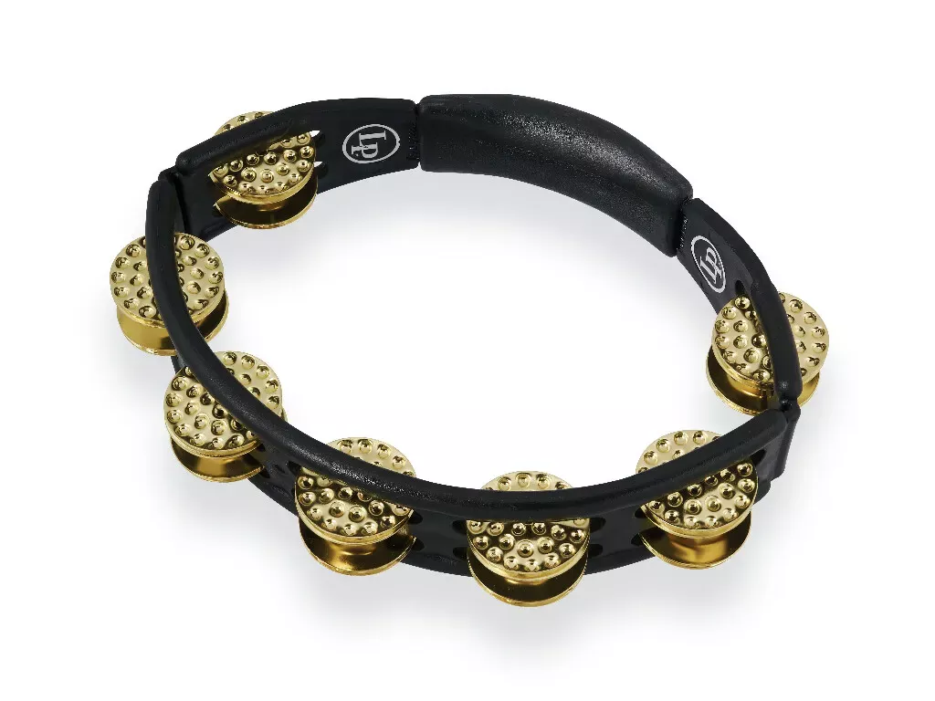 Latin Percussion LP174 Cyclops Handheld Tambourine w/ Dimpled Brass Jingles, Black