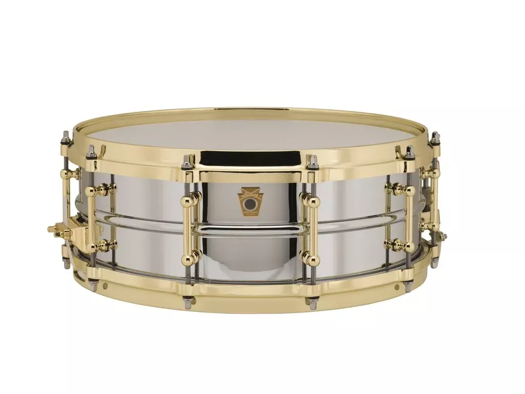 ludwig-chrome-over-brass-14x5-snare-drum-brass-hardware Ludwig Chrome-Over-Brass 14x5" Snare Drum, Brass Hardware