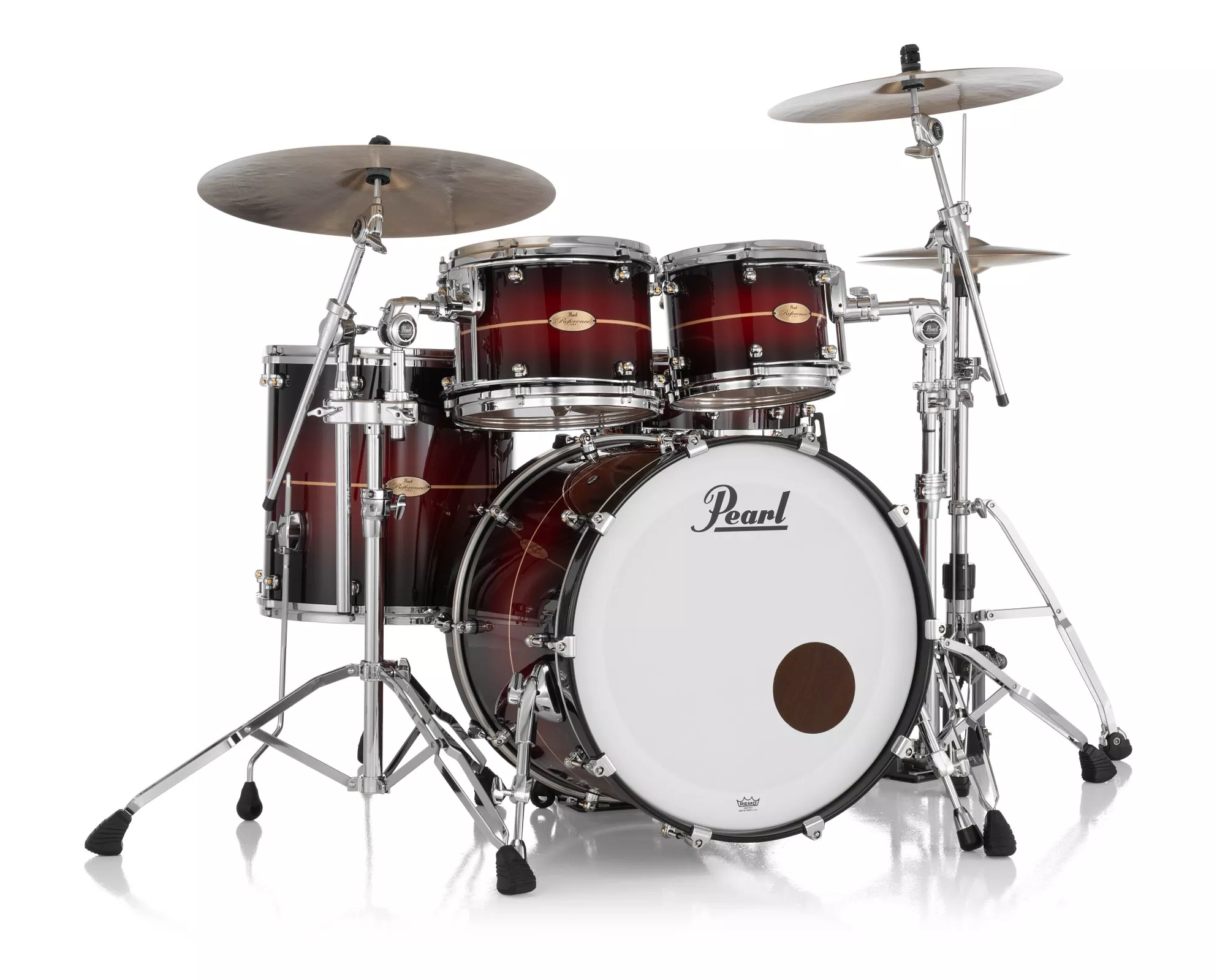 Pearl Reference One 3-PC Shell Pack in #836 Red Burst Stripe Custom Lacquer with R2 Air 12mm Vertical Tom Mount