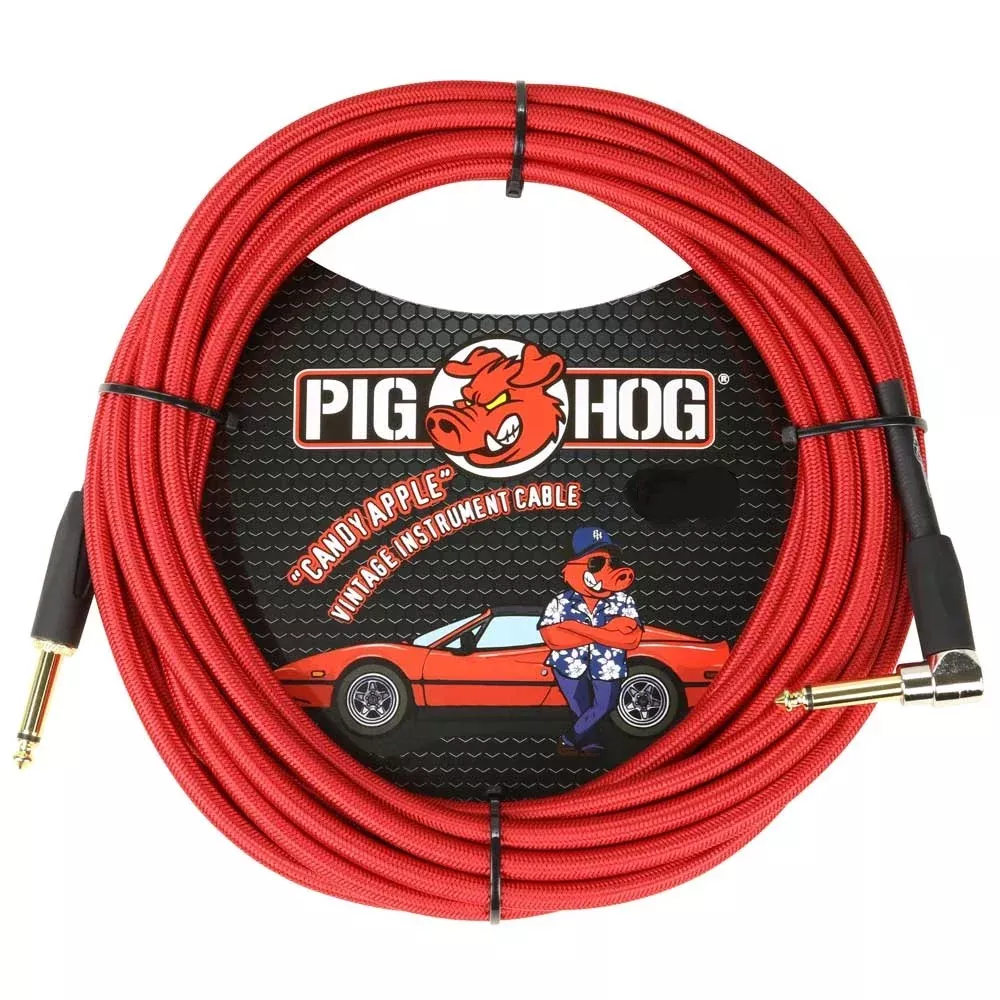 pig-hog-10ft-right-angle-candy-apple-red-vintage-instrument-cable Pig Hog 10ft Right Angle "Candy Apple Red" Vintage Instrument Cable