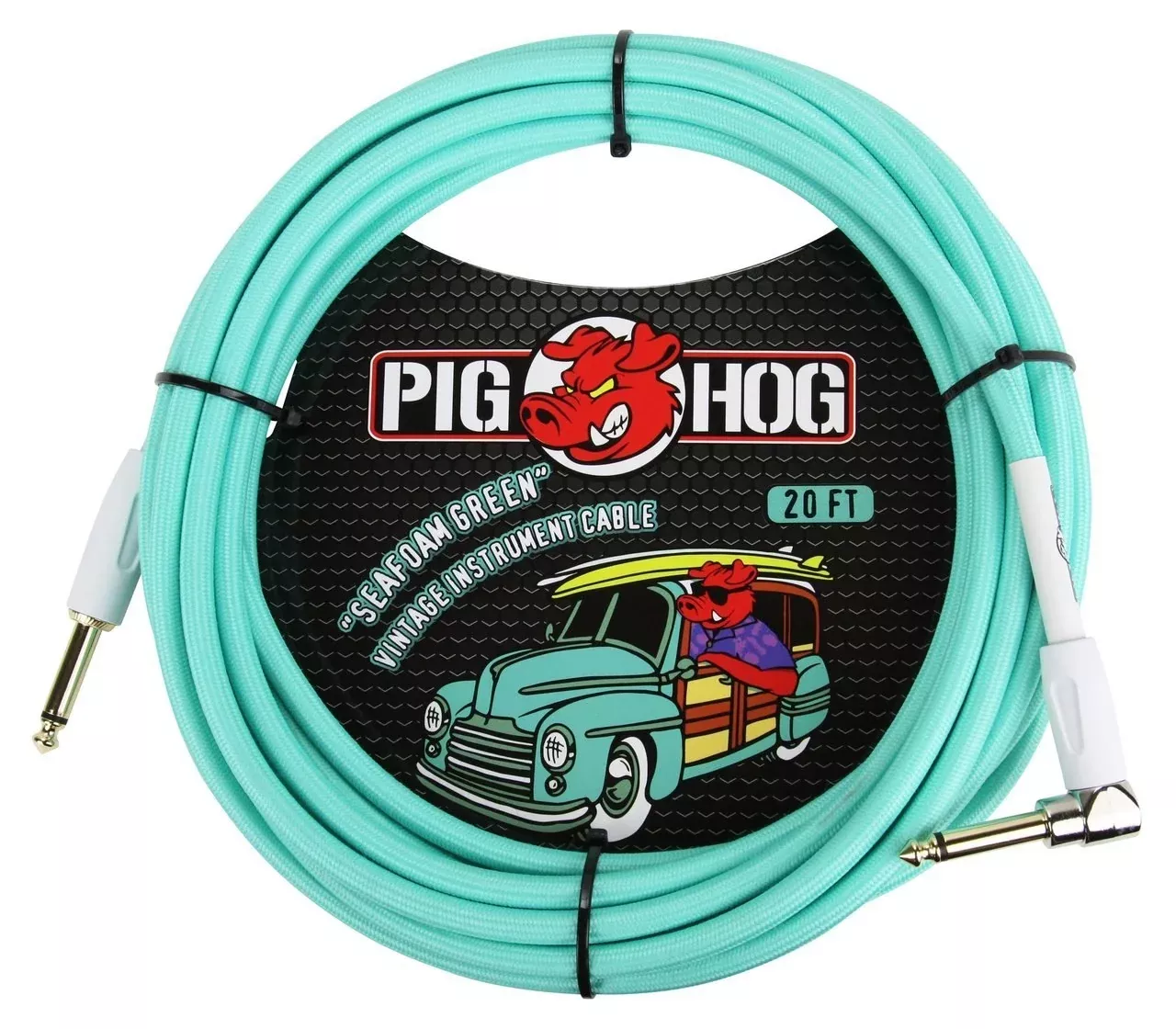 pig-hog-20ft-right-angle-seafoam-green-vintage-instrument-cable Pig Hog 20ft Right Angle "Seafoam Green" Vintage Instrument Cable
