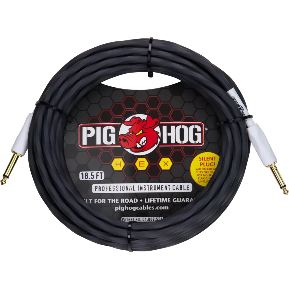 Pig Hog Hex Series Silent Instrument Cable - 18.6ft - Grey