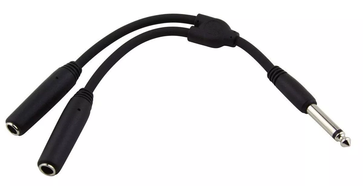 pig-hog-solutions-6-y-cable-mono-1-4-m-dual-mono-1-4-f Pig Hog Solutions 6" Y Cable, Mono 1/4"(M)-Dual Mono 1/4"(F)