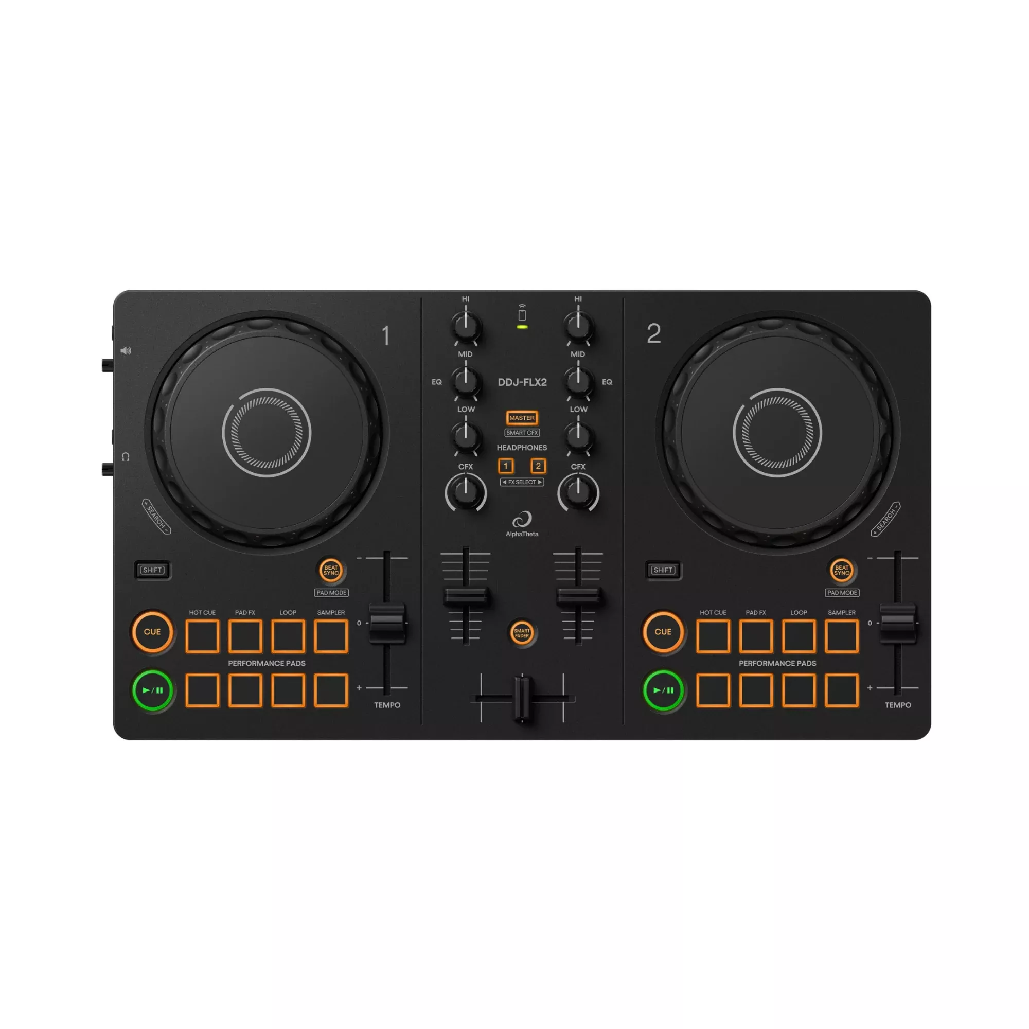 Pioneer DJ AlphaTheta DDJ-FLX2 Compact 2-Channel DJ Controller with Smart CFX