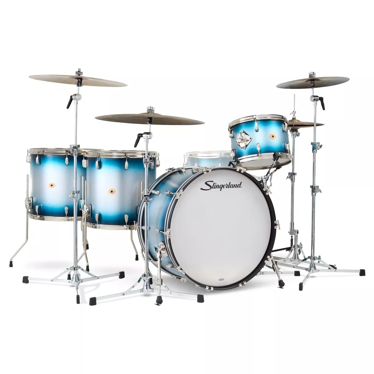 Slingerland Radio King Outfit Drum Kit 24-13-16-18in - Blue and Silver Lacquer