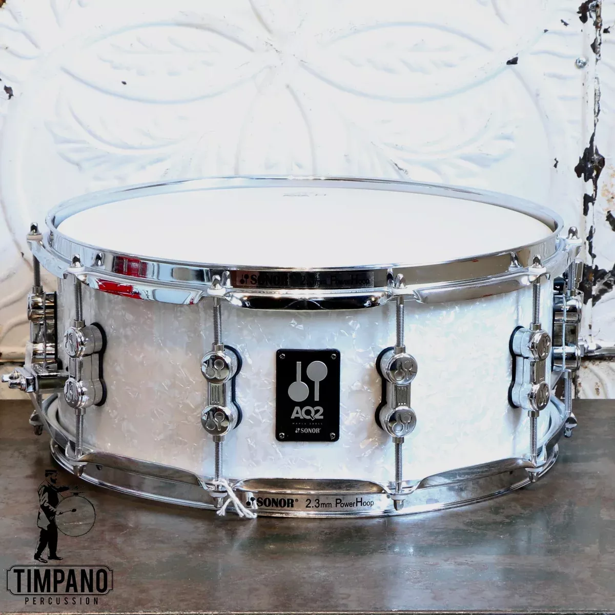 sonor-aq2-white-pearl-snare-drum-14x6in Sonor AQ2 White Pearl Snare Drum 14X6in