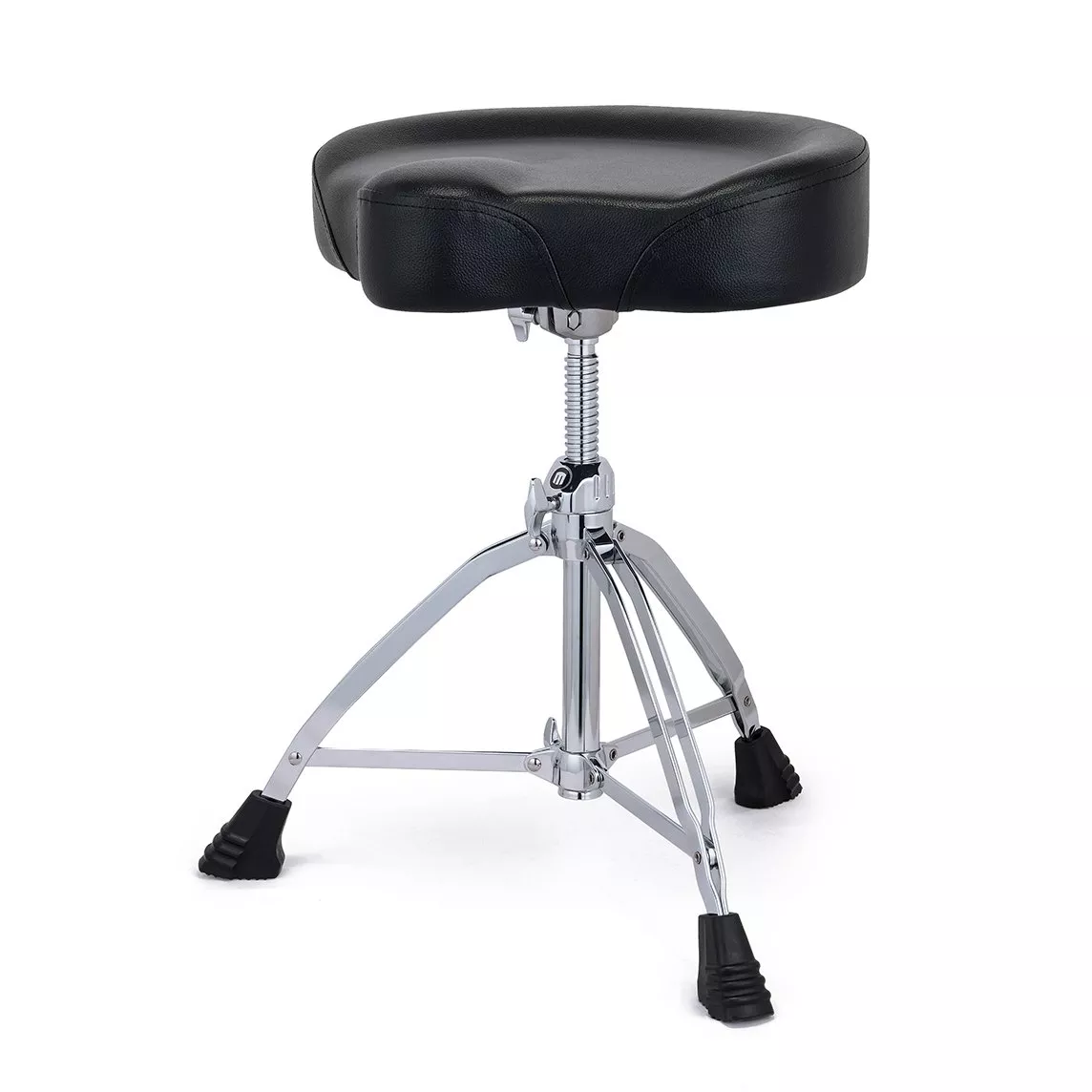 T855 Dbl Braced 3-Leg Blk Leather Saddle Cushion Throne
