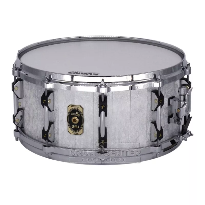 tamburo-opera-series-stave-snare-drum-14-6-5-fantasy-white Tamburo Opera Series Stave Snare Drum 14×6.5 Fantasy White