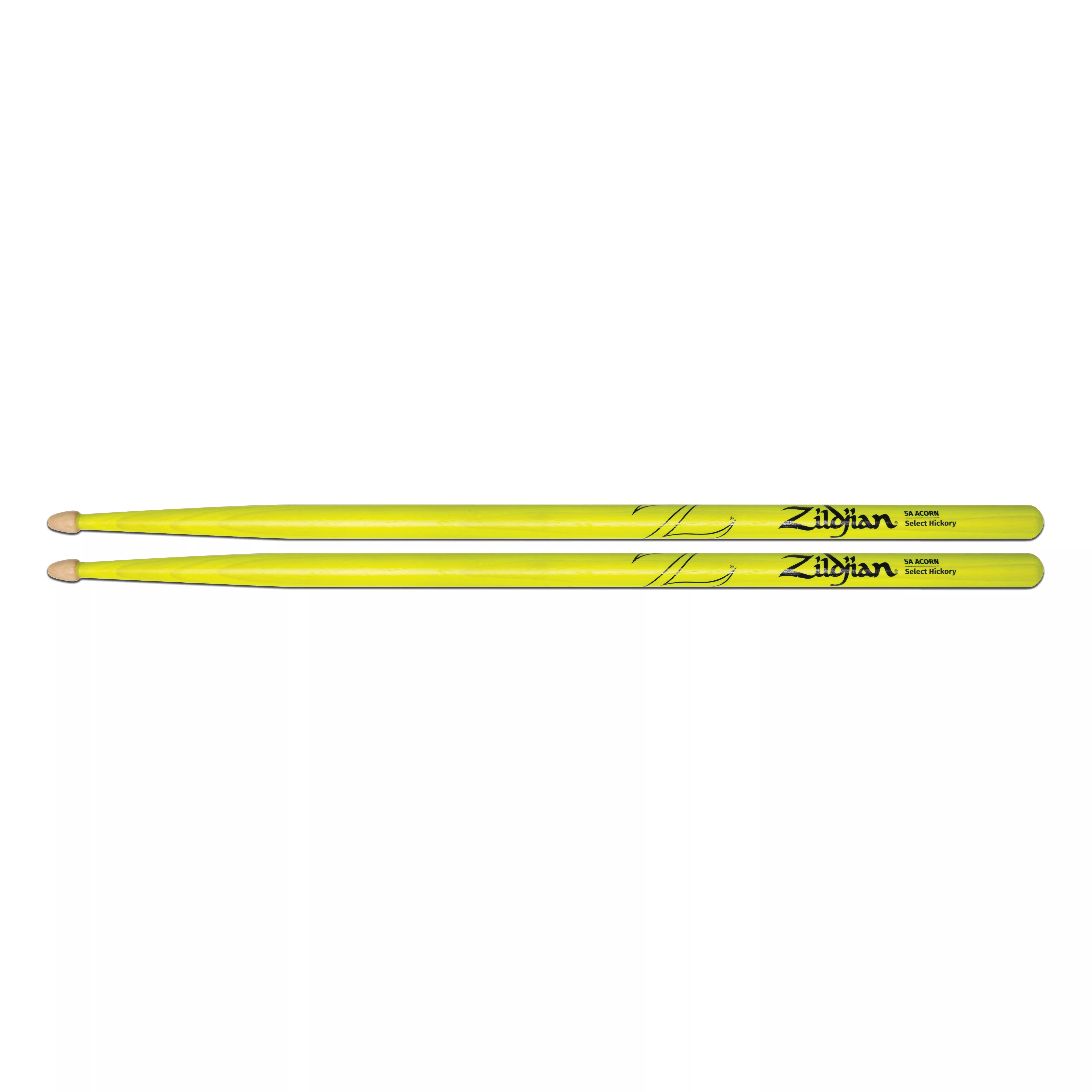 ZILDJIAN Z5AACDGY 5A ACORN NEON YELLOW DRUMSTICKS